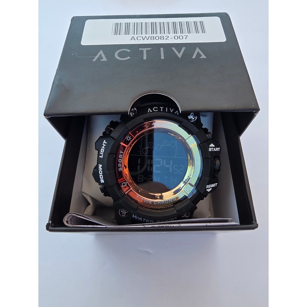 Activa ACW8082-007 Mens Digital Sport Watch Black Iridescent Bezel Chronograph